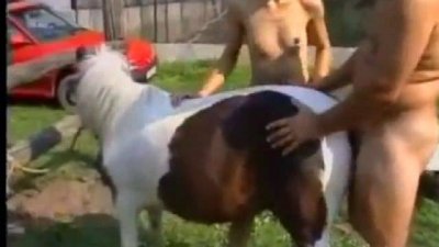 Зоо порно групен секис с пони на природе